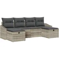 vidaXL Bankstel 6 st poly rattan