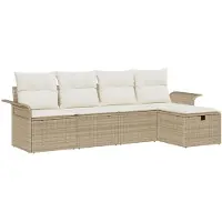 vidaXL Tuinbank Set 5 st Beige en Crème poly rattan