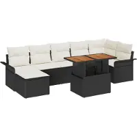 vidaXL Tuinset met 8 zitplaatsen, zwart en crème, van polyrotan