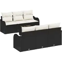 vidaXL Tuinbank Set Zwart 55 x 55 x 37 cm poly rattan