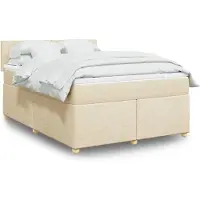 vidaXL Boxspringbed met matras, crème kleur, 140x200 cm, stoffen bekleding