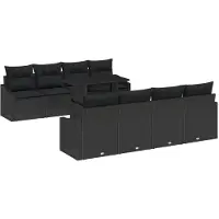 vidaXL Tuinbank Set 7 st Zwart poly rattan