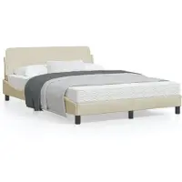 vidaXL Bedframe "Dover", crème, 140x190 cm, gestoffeerd