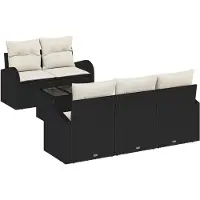 vidaXL Tuinbank Set 6 st Zwart poly rattan