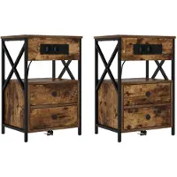 vidaXL Nachtkastje 2 st Rook Eiken 40 x 31 x 60 cm Bewerkt hout