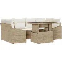 vidaXL Tuinbank Set 7 st Beige en Crème poly rattan