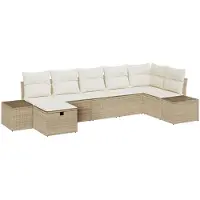 vidaXL Bankstel 7 st poly rattan