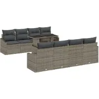 vidaXL Tuinbank Set 7 st Grijs poly rattan
