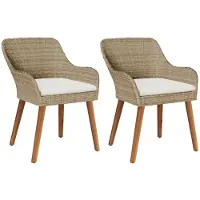 vidaXL Tuinstoel met kussen 2 pcs Beige 62,5 x 55 x 82 cm poly rattan