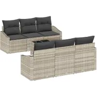 vidaXL Bankstel 7 st Lichtgrijs poly rattan