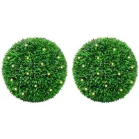 vidaXL Kunstbuxusballen met LED-verlichting 2 st 55 cm groen
