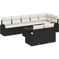 vidaXL Tuinset, 9 stuks, 8 zitplaatsen, zwart en crème
