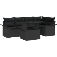 vidaXL Tuinbank Set 6 st Zwart [Synthetisch]: Poly Riet