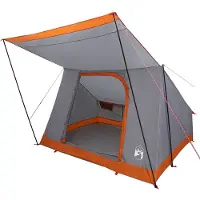vidaXL Camping Tent met dak Grijs en Oranje 282 x 225 x 154 cm taft