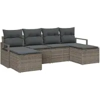 vidaXL Bankstel 6 st Grijs poly rattan