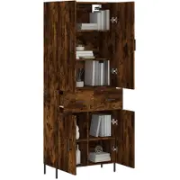 vidaXL Hoge kast, gerookt eikenfineer, 69,5 x 34 x 180 cm, houtvezelplaat