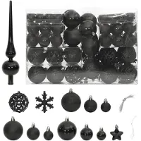 vidaXL 111-delige Kerstballenset polystyreen zwart