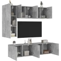 vidaXL 5-delige Tv-wandmeubelset bewerkt hout betongrijs