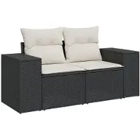 vidaXL 6-delige Loungeset met kussens poly rattan zwart