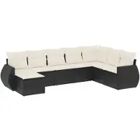 vidaXL 8-delige Loungeset met kussens poly rattan zwart