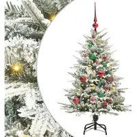 vidaXL Kunstmatige Voorverlichte Kerstboom met Ballenset Groen 120 cm