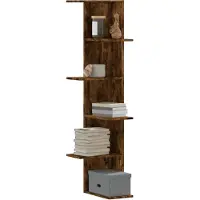 vidaXL Hoekwandschap 36,5x36,5x140 cm bewerkt hout gerookt eikenkleur