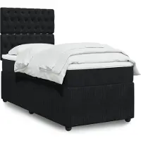 vidaXL Boxspring met matras fluweel zwart 90x200 cm