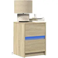 vidaXL Nachtkastje met LED-verlichting bewerkt hout sonoma eikenkleur