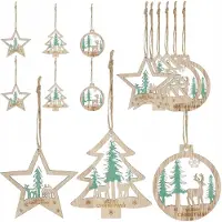 Springos Houten Kerstballen 7cm 6 stuks - Decoraties voor de Kerstboom