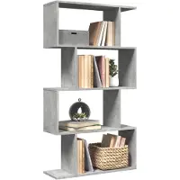vidaXL Kamerscherm / boekenkast 4-laags 70x24x129 cm hout betongrijs