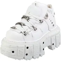 New rock Unisex wit lederen gotische punklaarzen - M-TANK106-C1