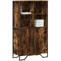 vidaXL Hoge kast 79,5x35,5x137,5 cm bewerkt hout gerookt eikenkleurig