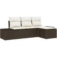 vidaXL Tuinbank Set 4 st Bruin en Crème poly rattan