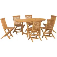vidaXL Tuin Eettafel Set 7 st Bruin Massief Teakhout