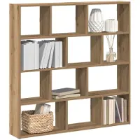 vidaXL Wandschap kubus 12 vakken bewerkt hout artisanaal eikenkleurig