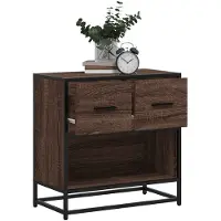 vidaXL Nachtkastje 60x31x60 cm bewerkt hout en metaal bruin eikenkleur