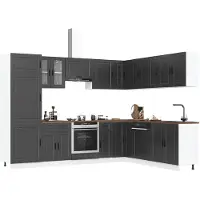 vidaXL 14-delige Keukenkastenset Porto bewerkt hout zwart