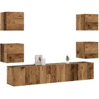 vidaXL Tv-wandkasten 6 st bewerkt hout oud houtkleurig
