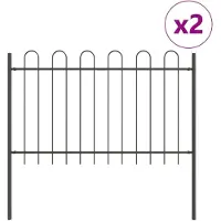 vidaXL Tuinhek BOXTEL 2 st 3,4 x 0,8 m Poedergecoat staal Grijs