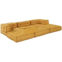 vidaXL Modulebankeenheid 2 st Stof Geel 140 x 70 x 56 cm
