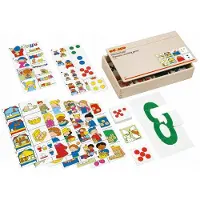 Educo Telspel - Houten speelgoed - Houten puzzel - Educatief speelgoed - Kinderspeelgoed - Incl. opbergkist - 8 themaborden
