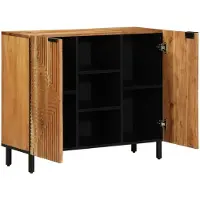 vidaXL Dressoir met plank Bruin 90 x 33 x 75 cm Massief acaciahout