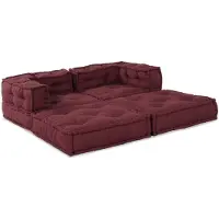 vidaXL Modulebankeenheid 2 pcs Stof Bordeaux 140 x 70 x 56 cm