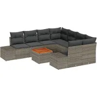 vidaXL Tuinbank Set 9 st Grijs poly rattan
