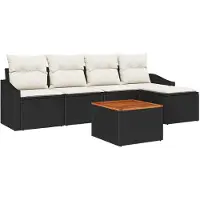 vidaXL Tuinbank Set 6 st Zwart poly rattan