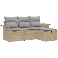 vidaXL Tuinbank Set 4 st Beige en Lichtgrijs poly rattan