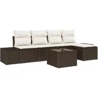 vidaXL Tuinbank Set 5 st Bruin en Crème poly rattan
