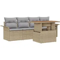 vidaXL Tuinbank Set 5 st Beige en Lichtgrijs poly rattan