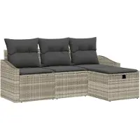 vidaXL Bankstel 4 st poly rattan