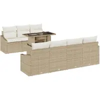 vidaXL Tuinbank Set 8 st Beige en Crème poly rattan